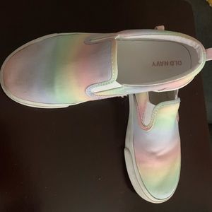 Size 4 (big girl) Old Navy rainbow slip-ons